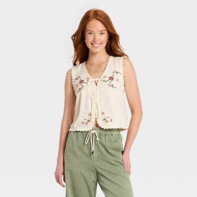 Women's Embroidered Tank Top - Universal Thread™ White S | Target