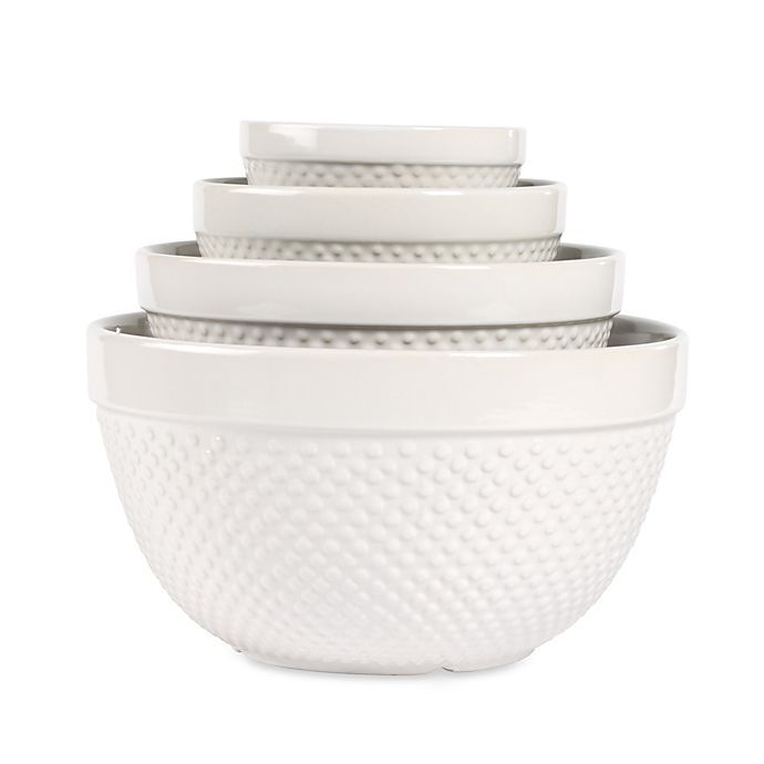 Tabletops Gallery Hobnail White 4-Piece Mixing Bowl Set | Bed Bath & Beyond