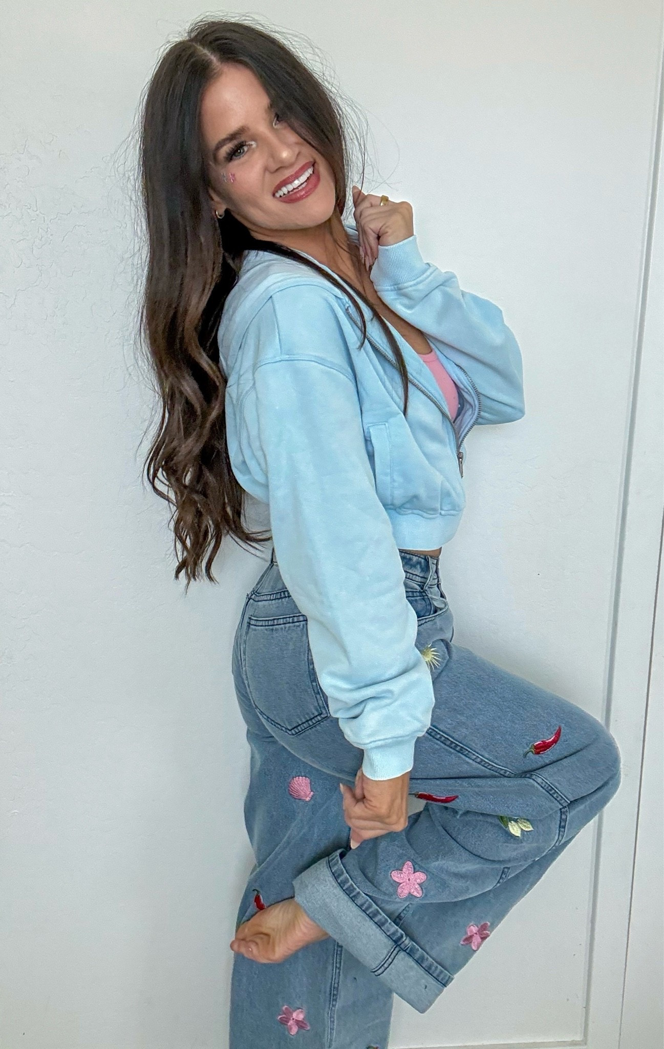 These jeans from @Kulani Kinis !!! 🌸🌶️✨ The little embroidered details make them feel so much more fun than a basic pair of denim, and I love them with this cropped blue hoodie for an easy colorful outfit. Cute, comfy, and just a little extra… exactly how I like it. 😂🩵

Linked everything on my LTK! 🤍

#LTKStyleTip #LTKFinds #LTKFashion #DenimStyle #EmbroideredJeans #StatementDenim #CasualOutfit #ColorfulStyle #EverydayOutfit #MomStyle #SpringStyle #WeekendStyle #CuteCasual #OOTD #DenimOutfit

#LTKootd #LTKmomlife #LTKSeasonal