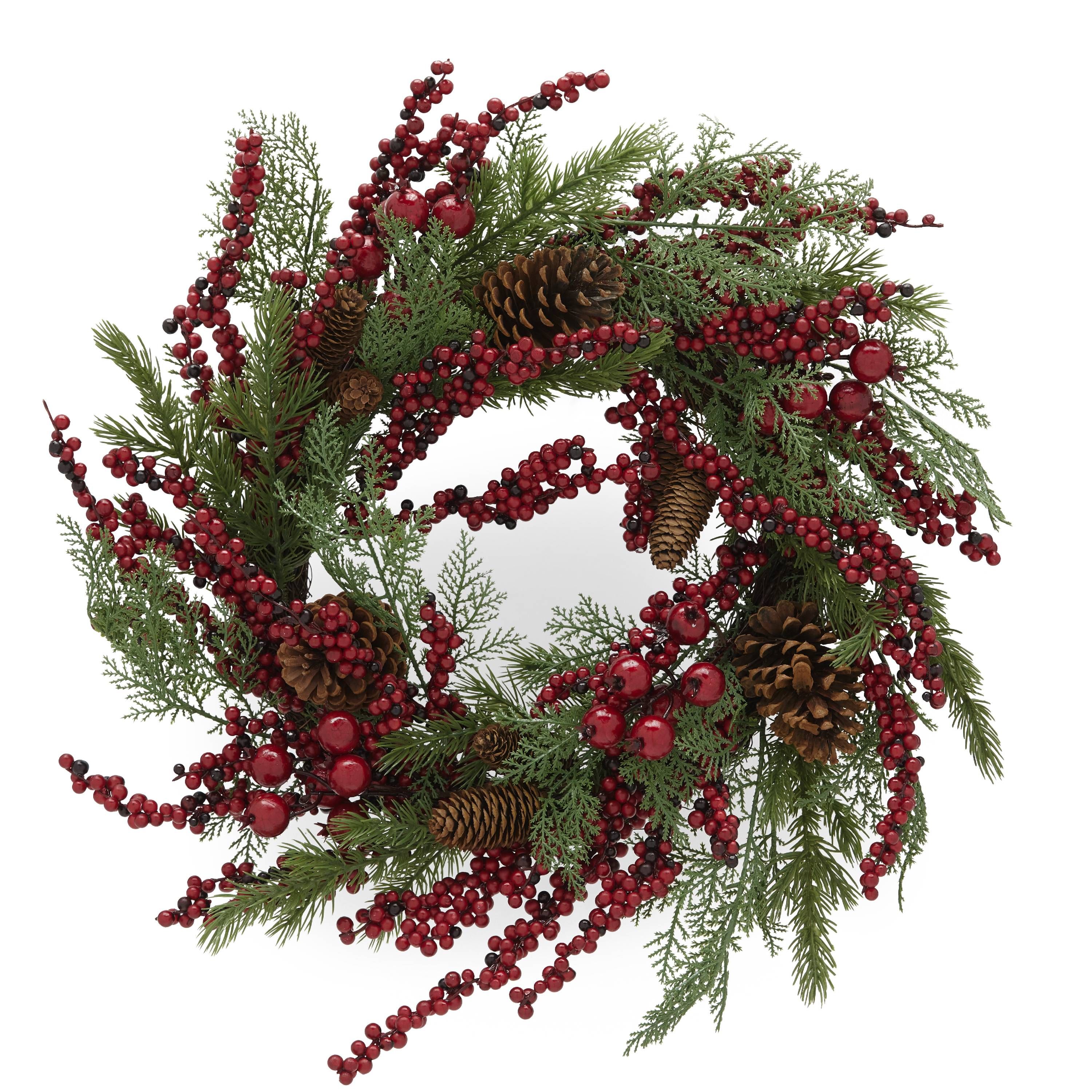 Belham Living Multicolor Rustic Berry and Pine Cone Christmas Wreath, 22 in | Walmart (US)