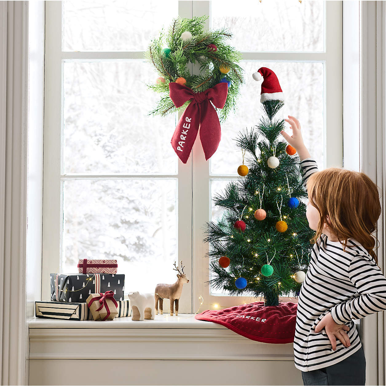 Pre-Lit Santa Hat Kids Christmas Wee Tree | Crate & Kids | Crate & Barrel