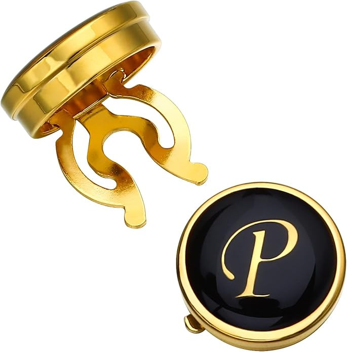 HAWSON Gold Button Covers for Men - Enamel Cufflinks with Personalized A-Z Letter Design for Tuxe... | Amazon (US)