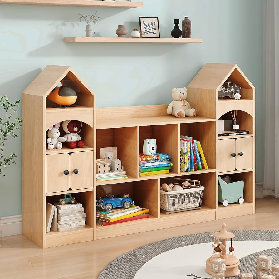 Vabches Kids Bookcase and Toy Storage Organizer, Children Bookshelf, Castle Shape, Playroom Furni... | Amazon (US)