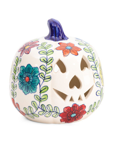 Ceramic Printed Tea Light Jack O Lantern Decor | TJ Maxx