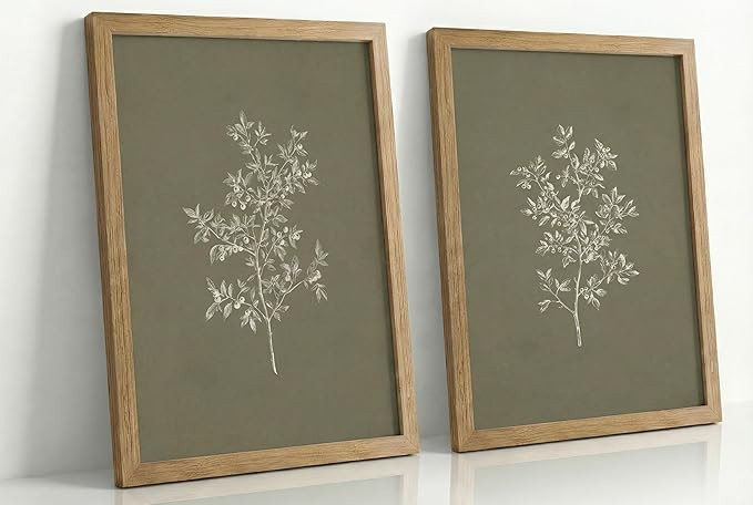 Framed Vintage Botanical Canvas Wall Art Botanical Illustration Pictures Wall Decor Farmhouse Ske... | Amazon (US)