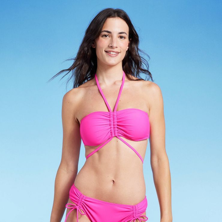 Women's Strappy Halter Bandeau Bikini Top - Shade & Shore™ Pink | Target
