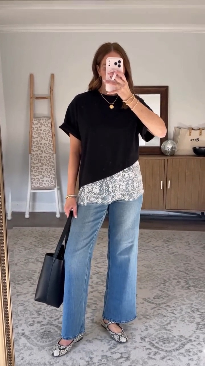 Lace details are trending and these lace trimmed asymmetrical tees from Amazon look like they’re from Aritzia or Zara! Instantly elevate your look and pairs perfectly with wide leg pants of any fabric. I think it would also be really cute with satin trousers. I’m wearing a medium.

Amazon spring fashion finds, spring fashion trends 2026, lingerie dressing, lingerie details, casual chic spring outfit, style over 40, track trousers, how to style barrel jeans over 40

#LTKFestival #LTKootd #LTKSeasonal