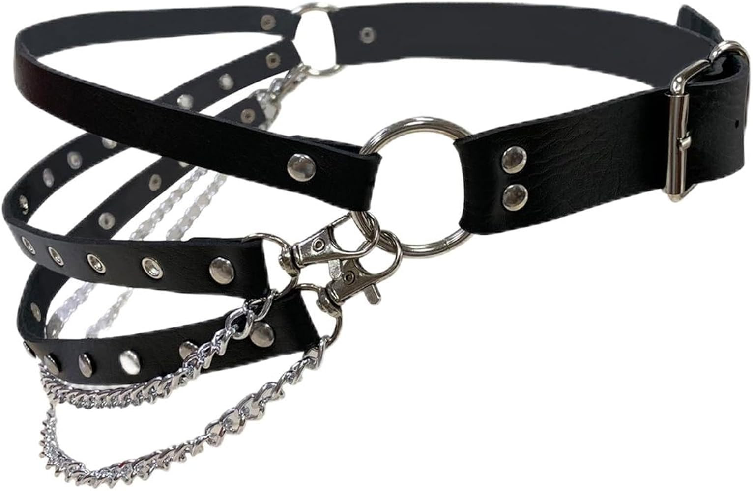 Eigso Punk Leather Belts for Women O-Rings Chains Goth Rock Garters Strap for Woman Waist Chain B... | Amazon (US)