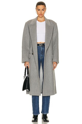 GRLFRND Bronte Oversized Coat in Grey - Grey. Size S/M (also in L/XL). | FWRD 