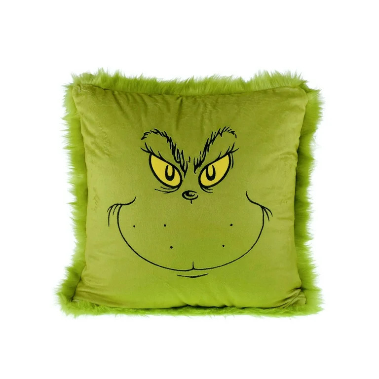 Grinch 16 inch Furry Pillow, Green | Walmart (US)