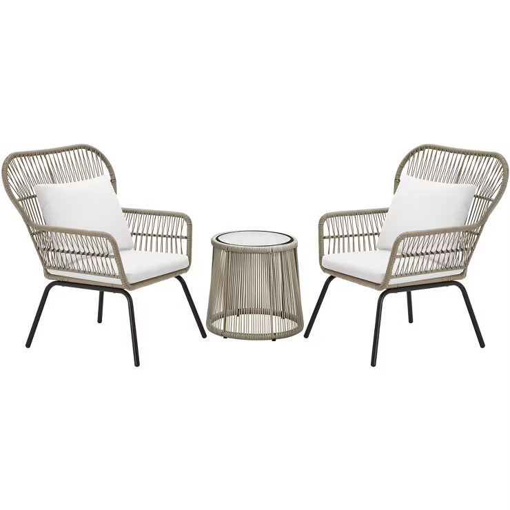 Yaheetech 3-Piece Patio Conversation Bistro Set Outdoor All-Weather Wicker Furniture | Target