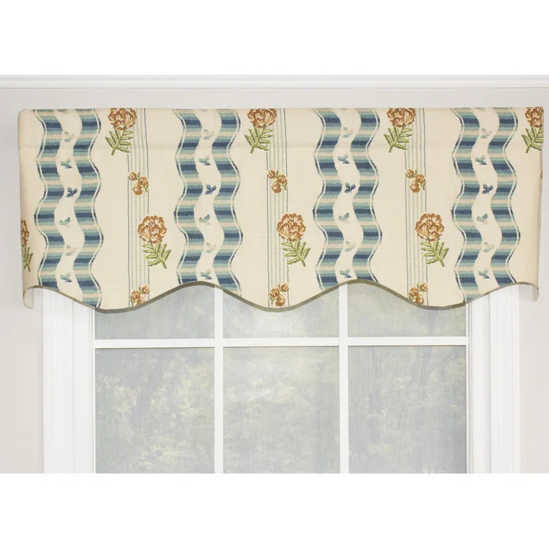 Cian Floral Cotton Blend Scalloped 51'' W Window Valance | Wayfair North America
