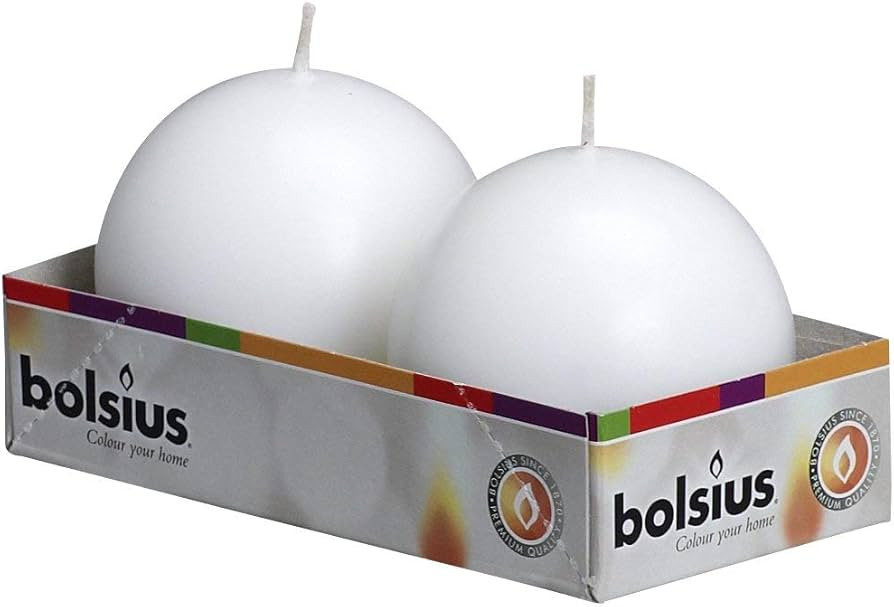 Bolsius 2 Count White Ball Candles - 2.75 Inches Unscented Candle Set - Premium European Quality ... | Amazon (US)