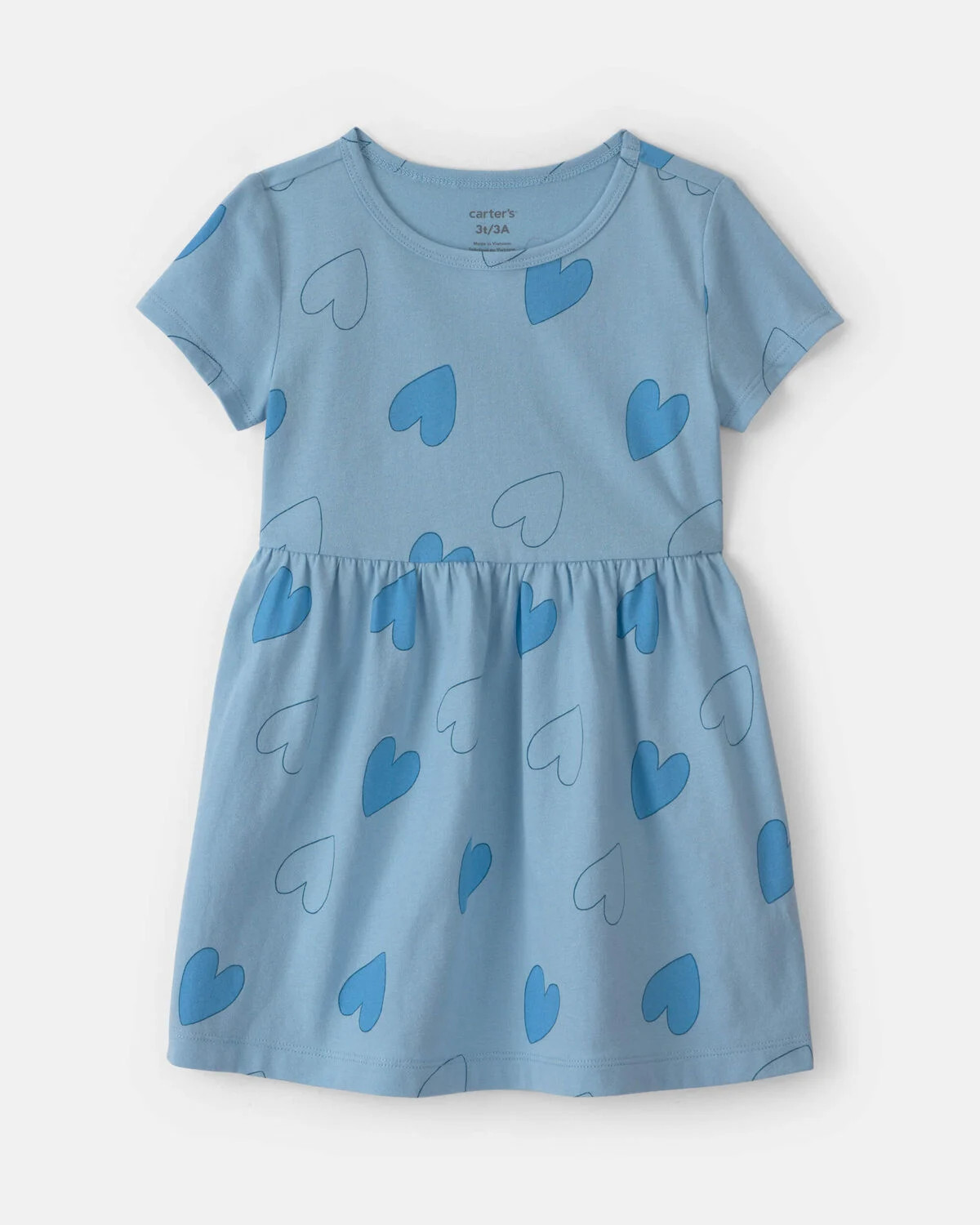 Toddler Girl Heart Short-Sleeve Dress - Blue | Carter's | Carter's Inc