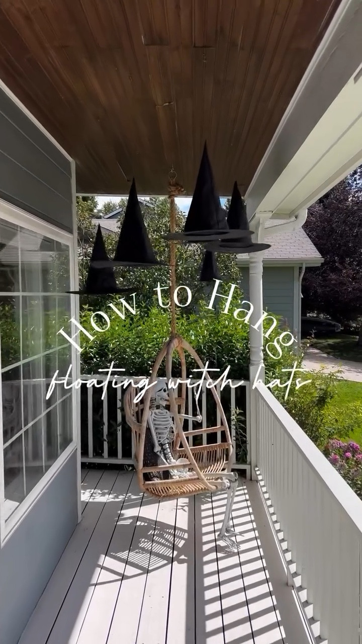 these hats and all of the supplies to hang them linked here! 🧙🏼‍♀️ 

one of my most common questions every year is how I hang my witch hats, since they don’t come with any string or hooks. so here it is! 

#floatingwitchhats #howtohalloween #halloweendecor

#LTKHome #LTKHalloween #LTKSeasonal