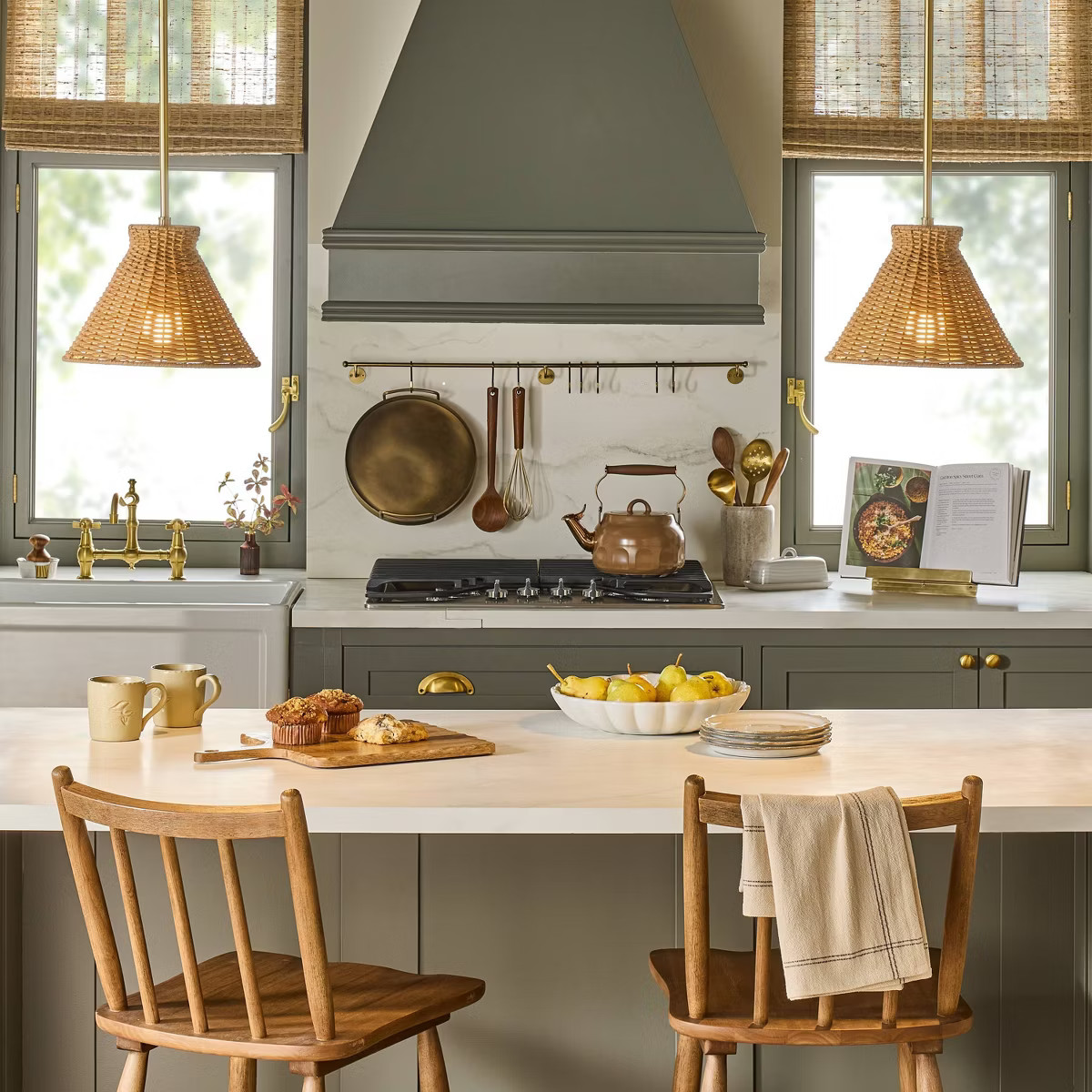 Brass with Rattan Shade Pendant Light - Hearth & Hand™ with Magnolia | Target