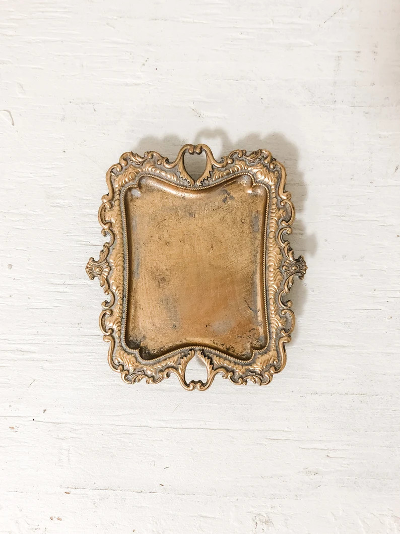 Gold Vintage Style Tray or Ring Dish for Wedding Photography Prop Flat Lay and Invitation Styling... | Etsy (US)