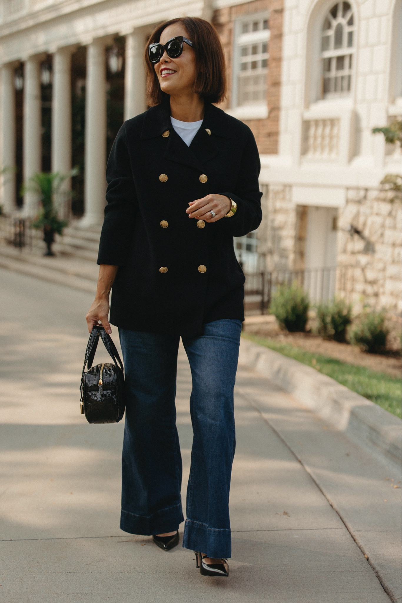 Fall classics I am wearing to Paris 
 Sweater Blazer- wearing size small 
 Trouser Denim- true to size 
J.Crew Bowling Bag 
J.Crew Vintage Tee- wear size medium
Slingbacks- true to size 

Linking other fall favorites 
@jcrew #injcrew #ad