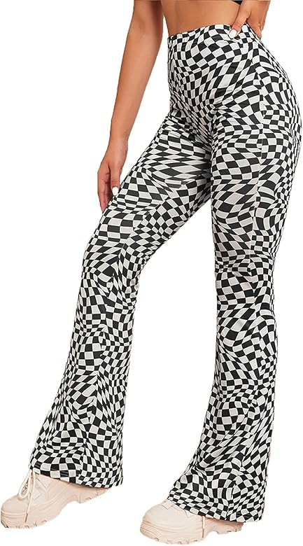 WDIRARA Women's Snakeskin High Waist Casual Flare Bell Bottom Stretch Long Pants | Amazon (US)