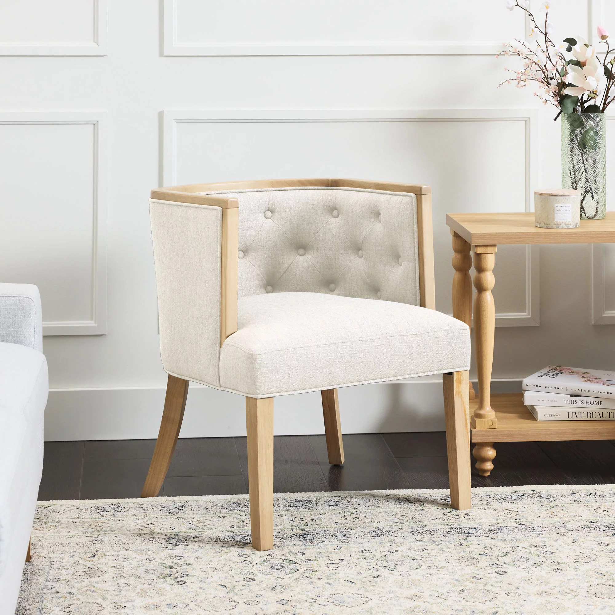 My Texas House Raveena Upholstered Accent Chair, Oat | Walmart (US)