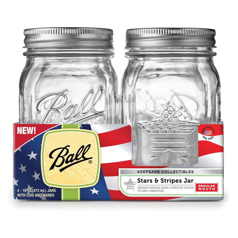 Ball 16oz 4pk Seaonal Canning Jars Regular Mouth, Clear | Target