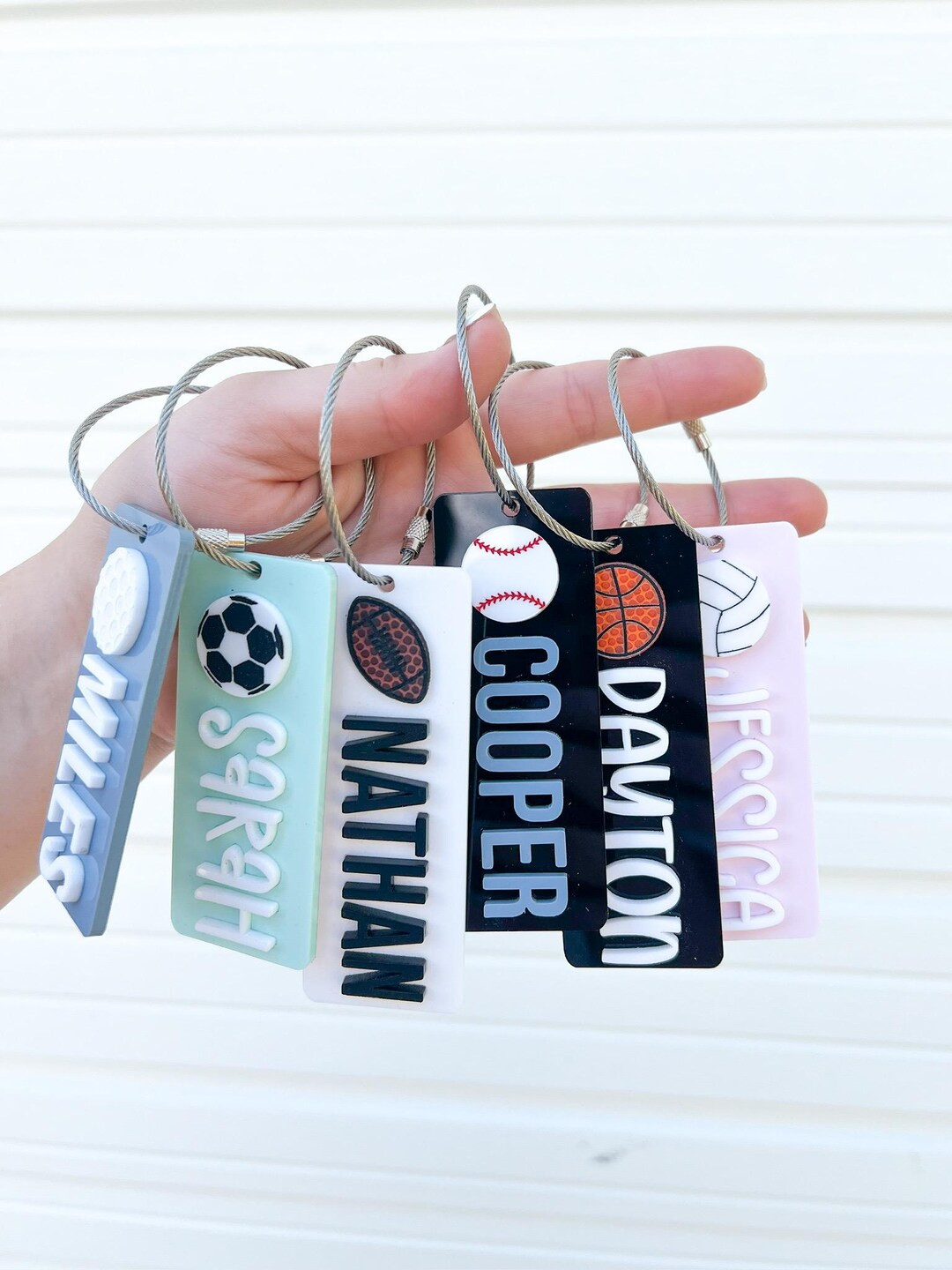 Sports Keychain Custom Name Acrylic Water Bottle Name Tag Kids Backpack Tags Soccer Football Base... | Etsy (US)