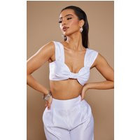 Petite White Bandeau Bow Top | PrettyLittleThing US