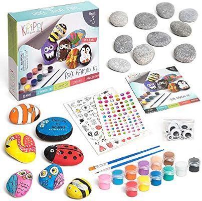 KipiPol Rock Painting Kit for Kids - DIY Arts and Crafts Set for Girls, Boys Ages 3, 4, 5 and Up ... | Amazon (US)
