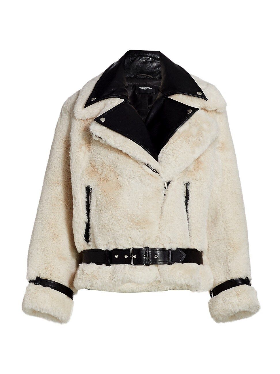 The Kooples Women's Faux Fur Moto Jacket - Ecru - Size Small | Saks Fifth Avenue