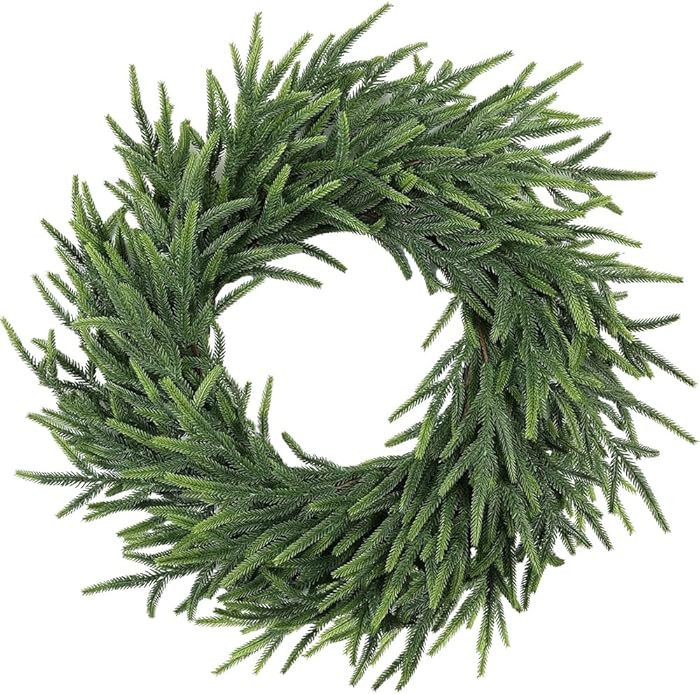 26-Inch Norfolk Pine Wreath - Real Touch Artificial Christmas Wreath for Front Door, Wall, Window... | Amazon (US)