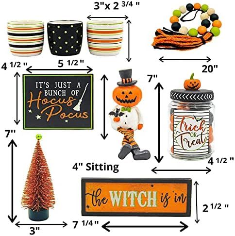 Halloween Decor 9pc Deluxe Decorative Tiered Tray Bundle. Farmhouse Decorations with Spooky Pumpkin, | Amazon (US)