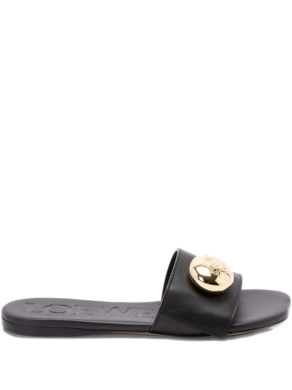 LOEWE logo-embossed button-detail sandals - Black | Farfetch Global