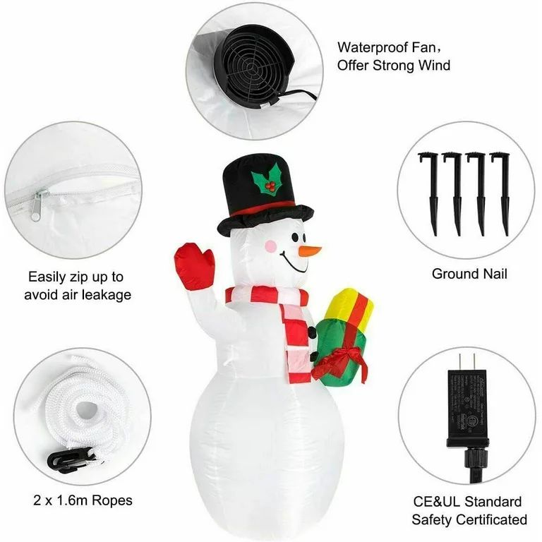 5ft Christmas Inflatables Snowman Outdoor Yard Decor with Rotating LED Lights Christmas Blow Up D... | Walmart (US)