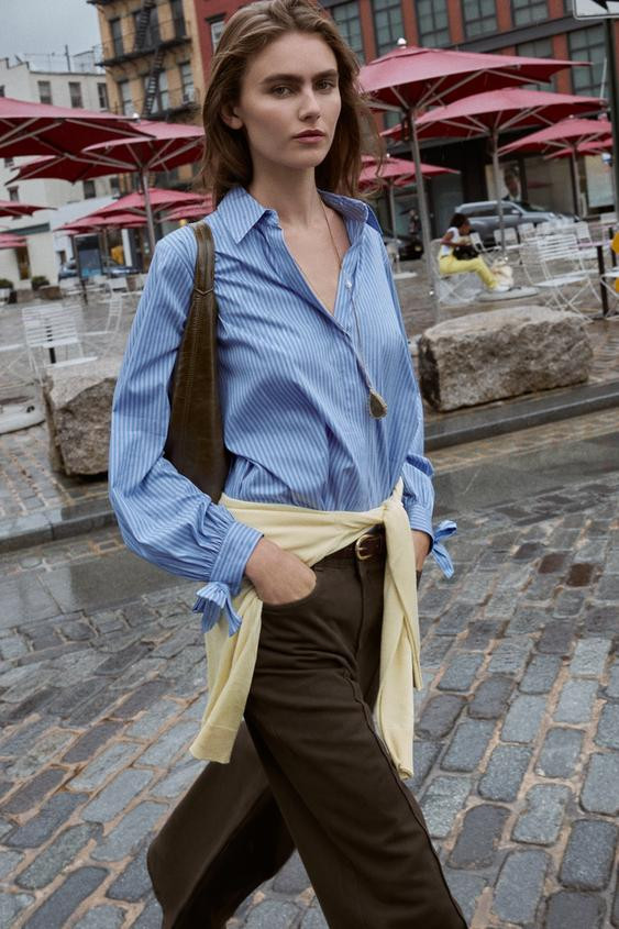 POPLIN SHIRT WITH TIES | Zara US