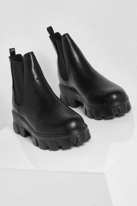 Chunky Cleated Platform Chelsea Boots | Boohoo.com (US & CA)