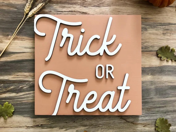 Trick or Treat 3d Wood Sign / Farmhouse Halloween Decor / Fall Decor / Halloween Sign / Rustic Si... | Etsy (US)