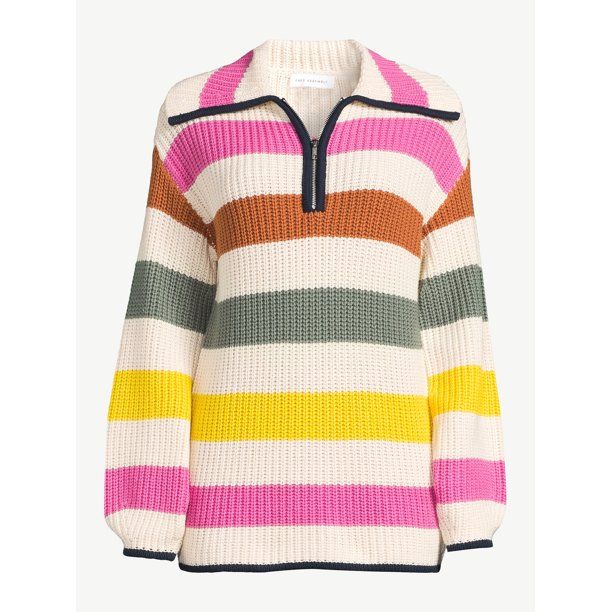 Free Assembly Women's Chunky Half Zip Popover Sweater - Walmart.com | Walmart (US)