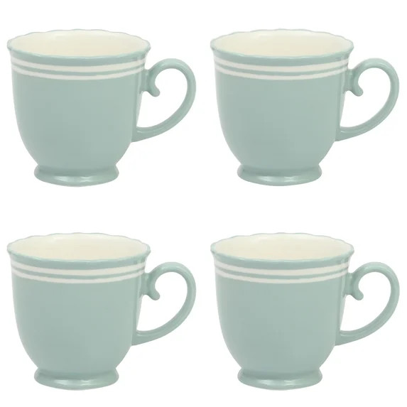 The Pioneer Woman Ainsley Ceramic Mug Set, Sage Blue, 4-Pack | Walmart (US)
