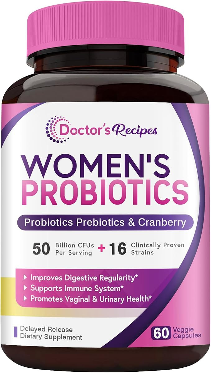 Doctor's Recipes Women’s Probiotic, 60 Caps 50 Billion CFU 16 Strains, with Organic Cranberry, ... | Amazon (US)