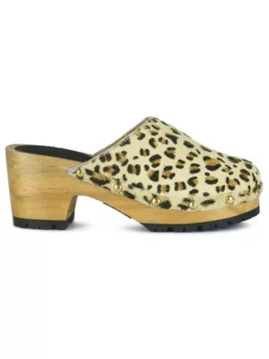 Rag&Co Women's Acer Fine Suede Printed Leopard Clogs Slides In Beige | Belk