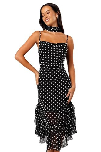 Petal & Pup Women's Francesca Midi Dress, Black Polka Dot | Amazon (US)