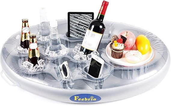FEEBRIA Inflatable Floating Drink Holder with 9 Holes Large Capacity Drink Float for Pools & Hot ... | Amazon (US)