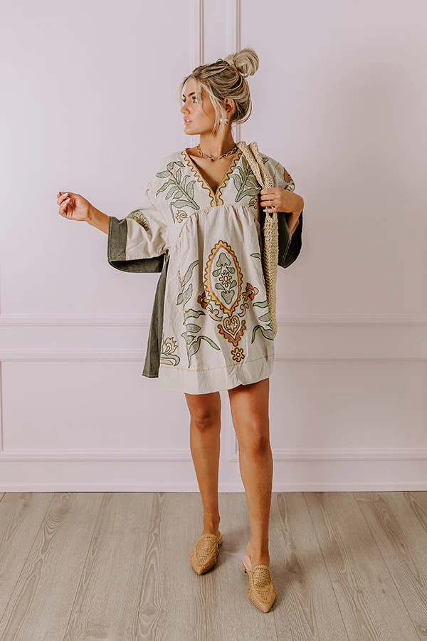 Sweet Duet Embroidered Babydoll Dress in Birch • Impressions Online Boutique | Impressions Online Boutique