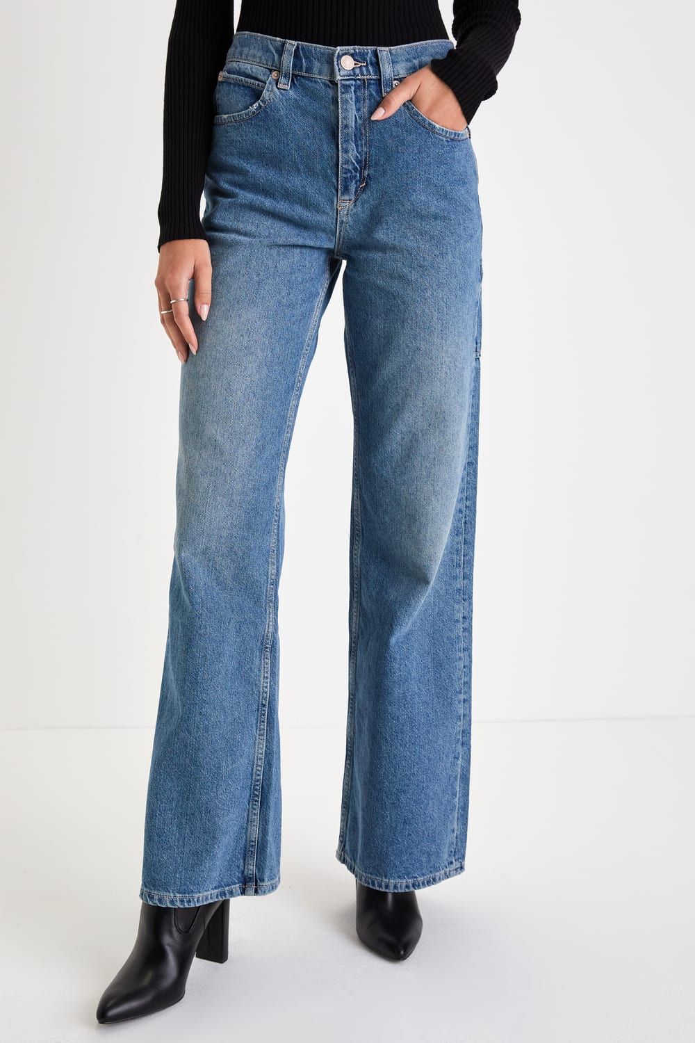 Tinsley Medium Wash Baggy High Rise Wide Leg Jeans | Lulus (US)