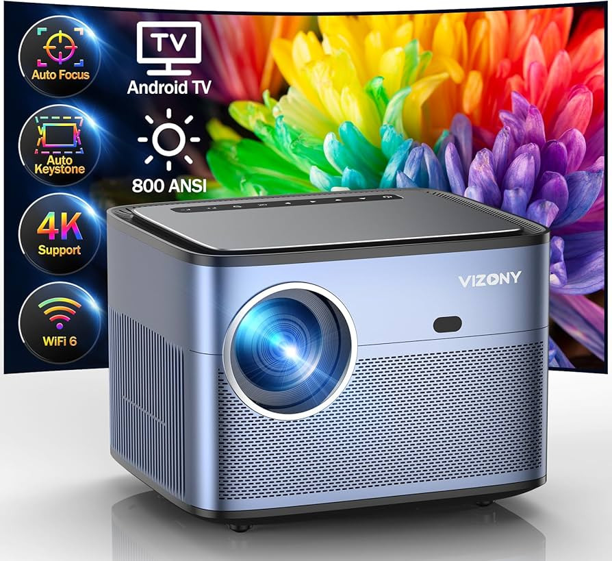 [Auto Focus/Keystone] Android TV Projector 4K with Netflix Built in, VIZONY 800ANSI 5G WiFi Bluet... | Amazon (US)