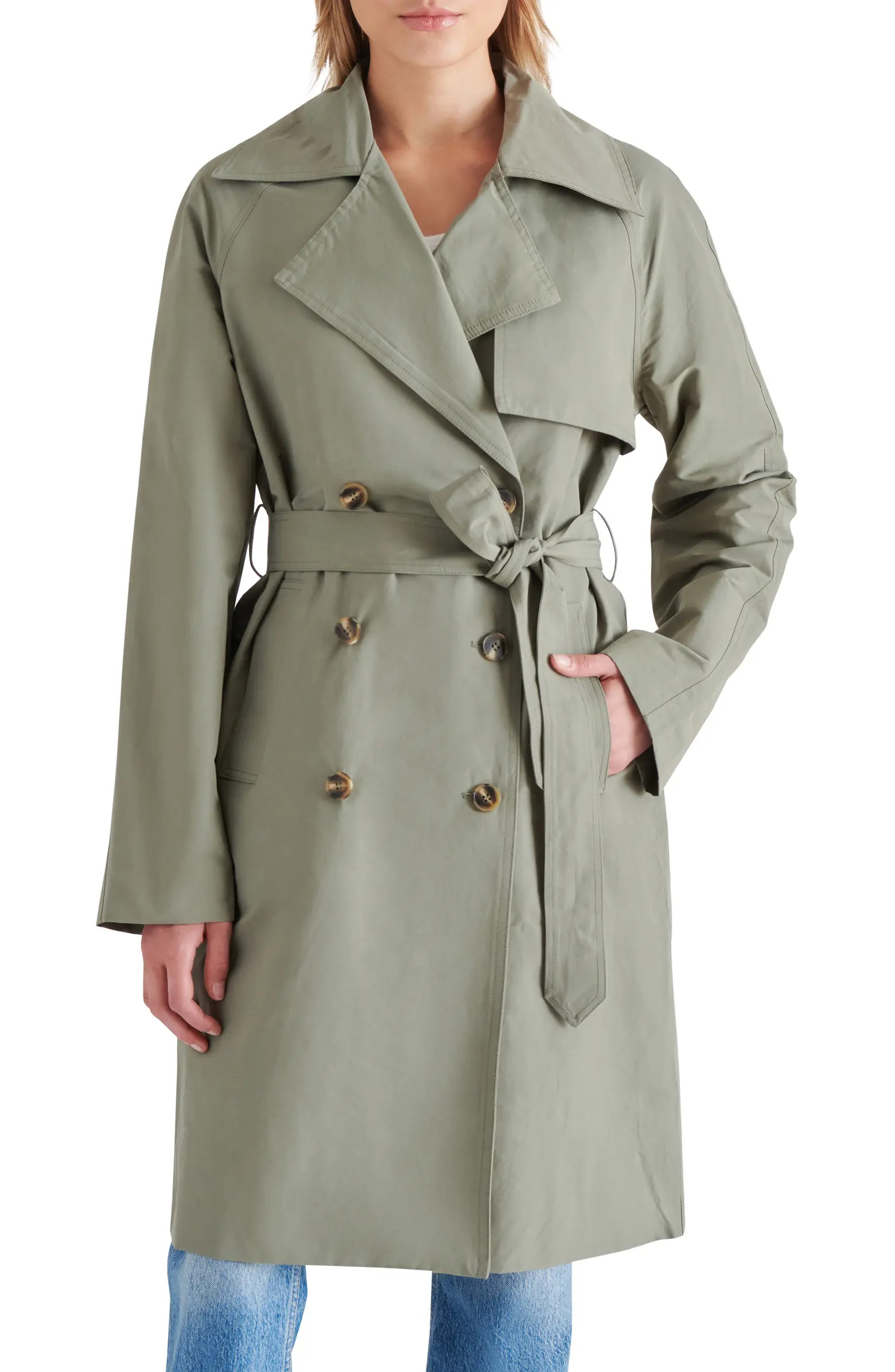Double Breasted Cotton Blend Trench Coat | Nordstrom Rack
