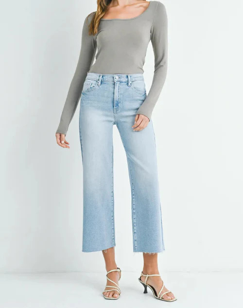 Just Black Scissor Cut Wide Leg Denim Light Wash / 27 | ish Boutique