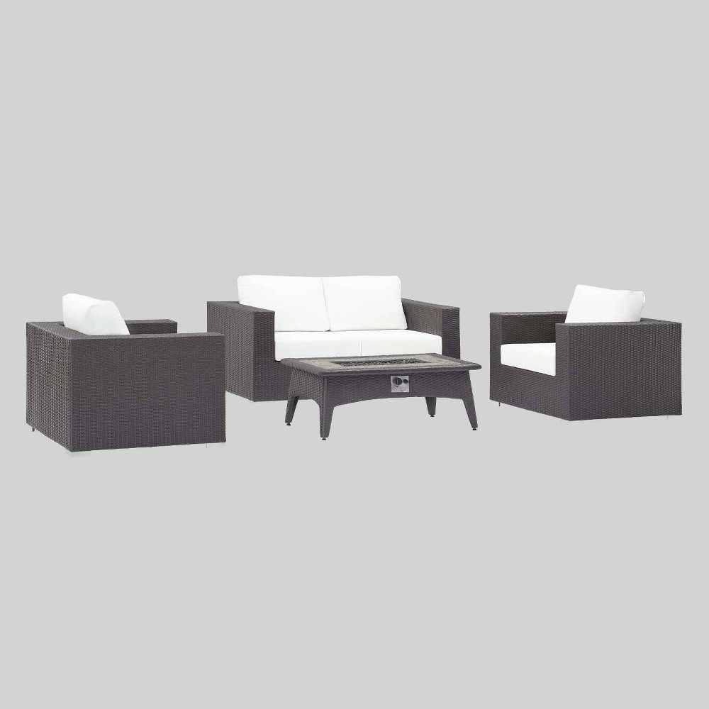 Convene 4pc Outdoor Fire Pit Patio Seating Set White - Modway | Target