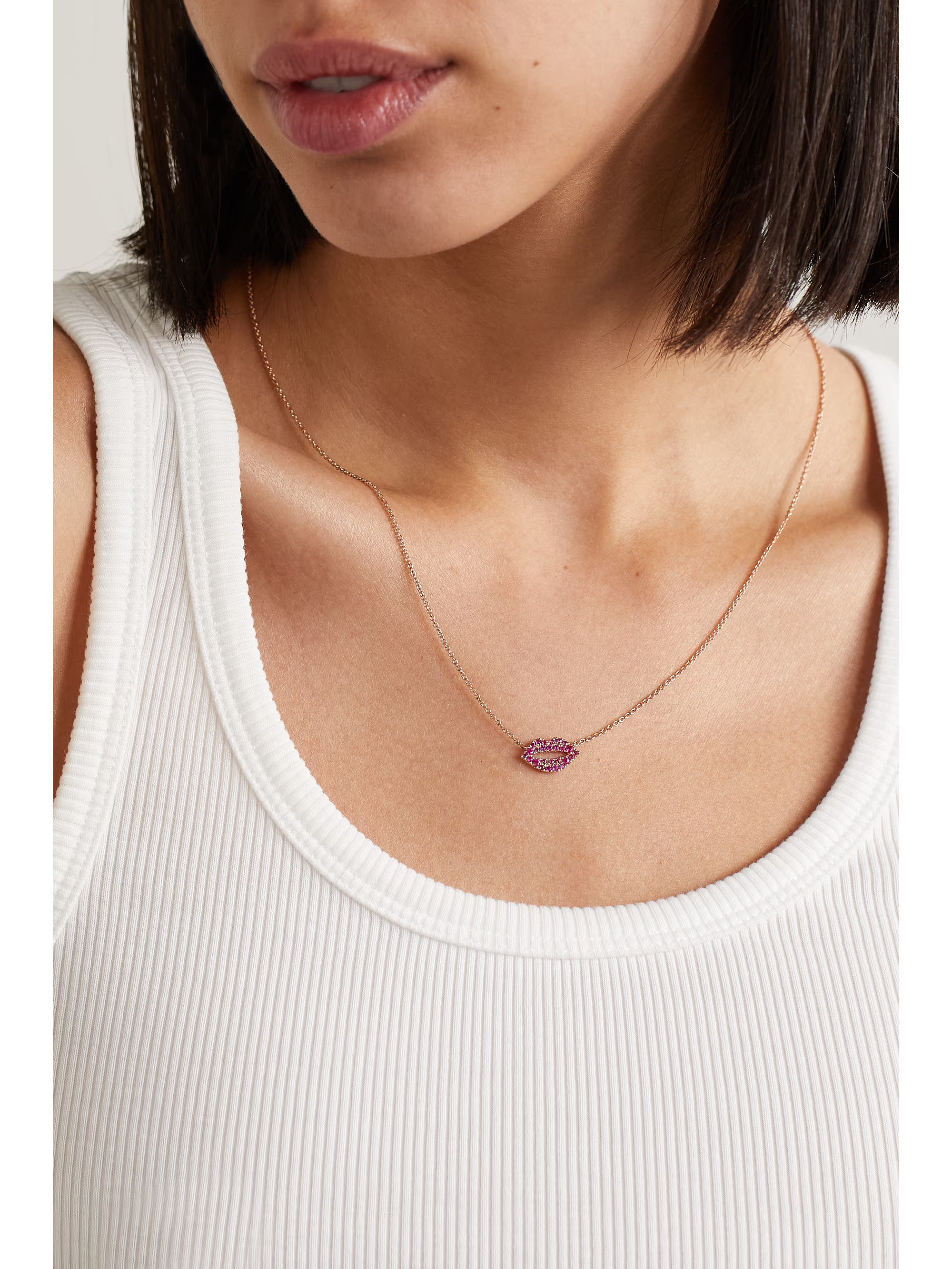 Scarlett Kiss 14-karat rose gold sapphire necklace | NET-A-PORTER (US)