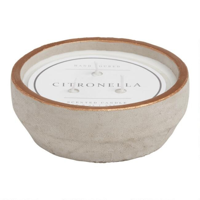 Gold Cement 3 Wick Citronella Candle | World Market